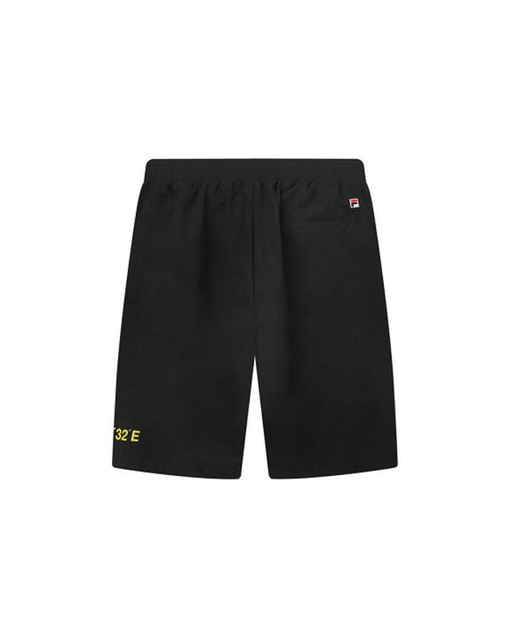 Fila Black Woven Shorts Loose Full Print Casual Sports Pants for men