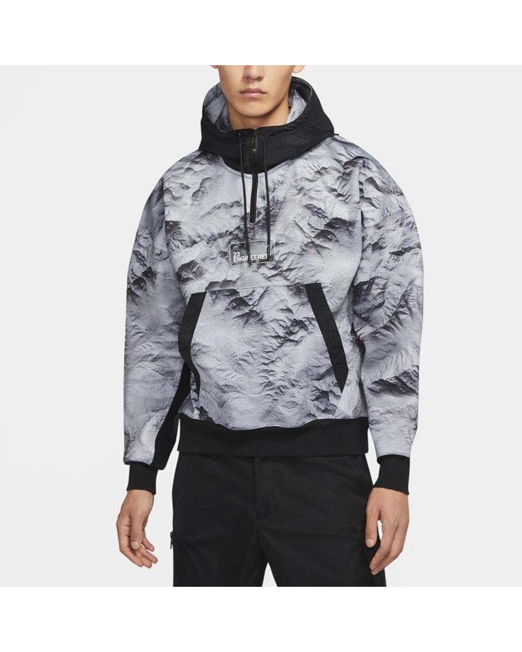 Nike Gray Alphabet Printing Half Zipper Colorblock Casual for men