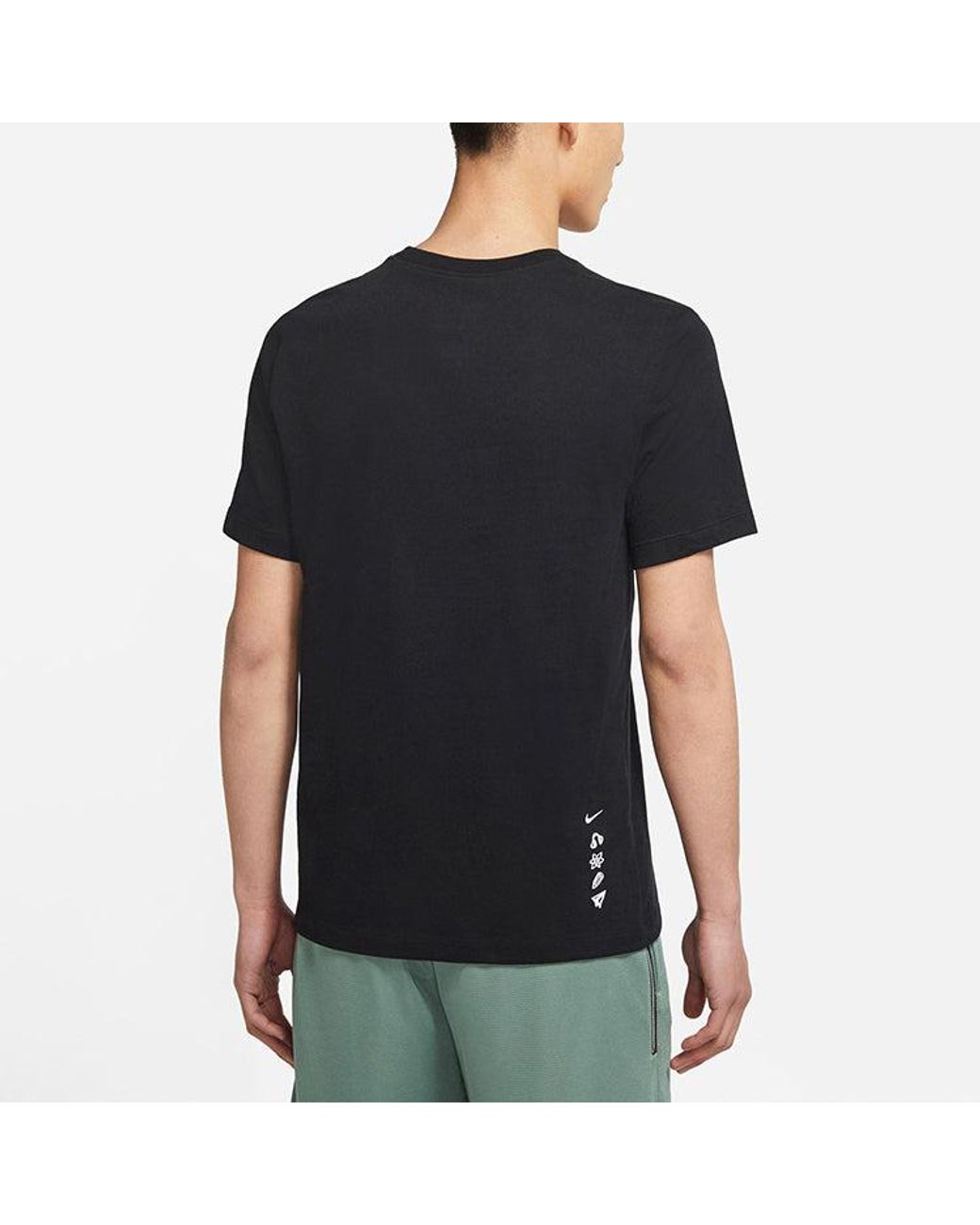 Nike Black M Nk Graphic Ss Tee Large Alphabet Printing Sports Short Sleeve for men