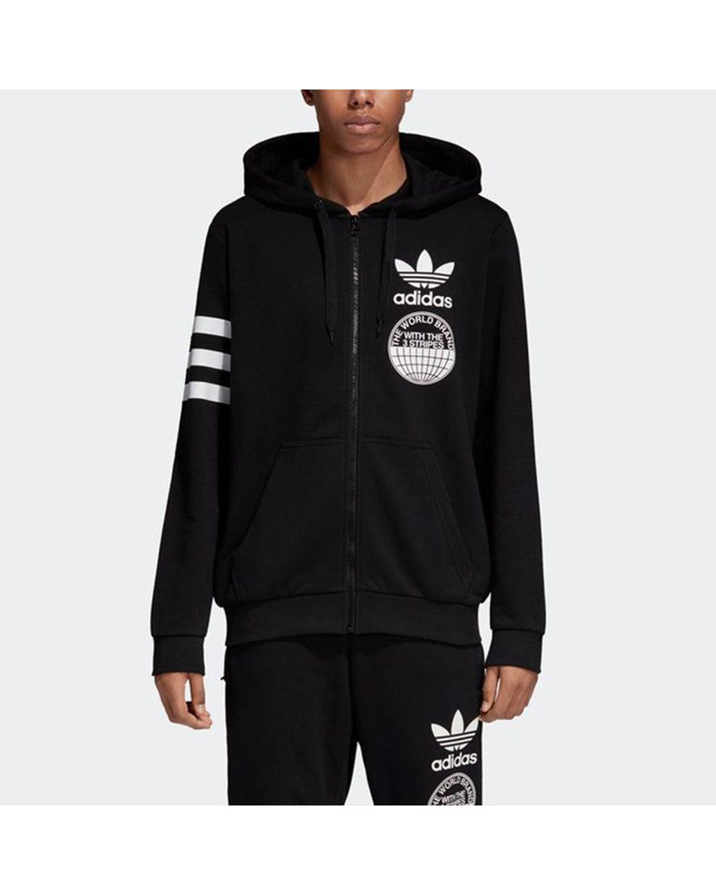 Adidas Black Originals Full Zip Hoody Jacket for men
