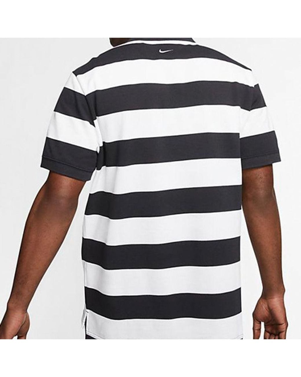 Nike Blue Sportswear Swoosh Stripe Short Sleeve Polo for men