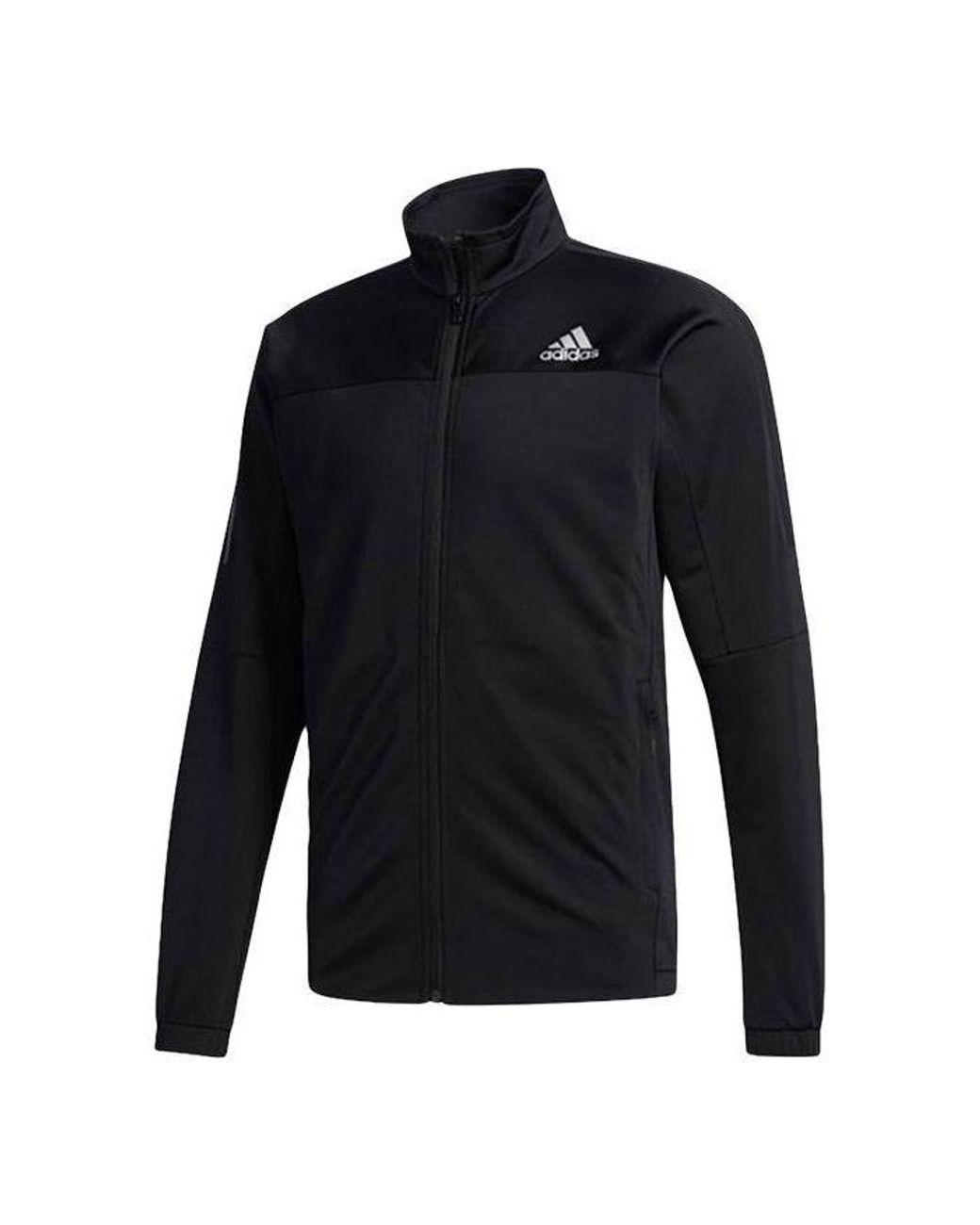Adidas Blue 3S Knit Jkt Tennis Sports Stand Collar Jacket for men