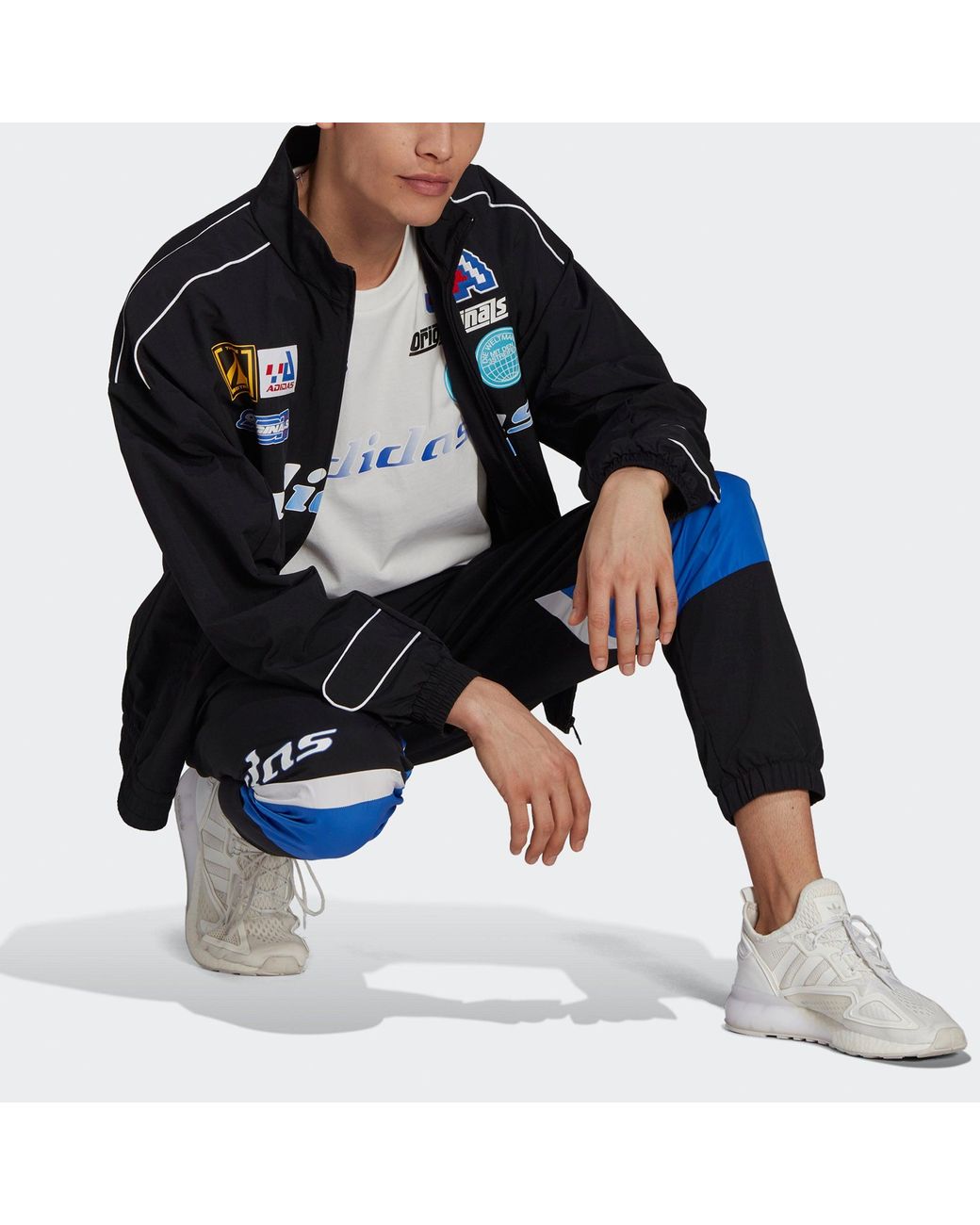 Adidas Blue Originals Tgp Windbreaker Sports Stand Collar Jacket for men