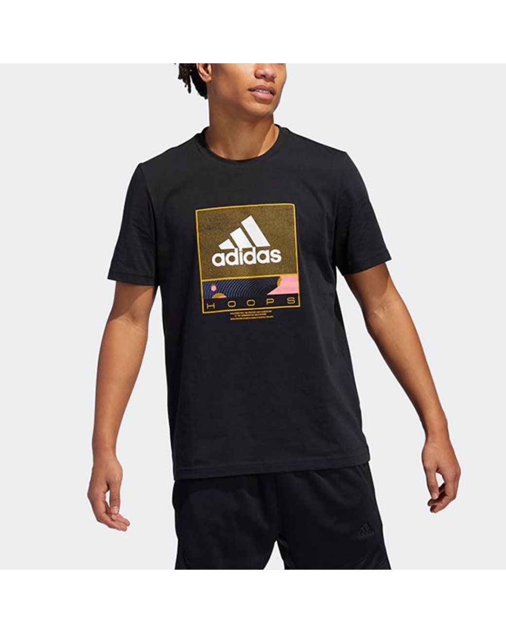 Adidas Black Basketball Sports Round Neck Short Sleeve for men