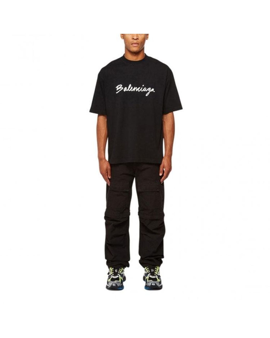 Balenciaga Black Script Logo T-Shirt for men