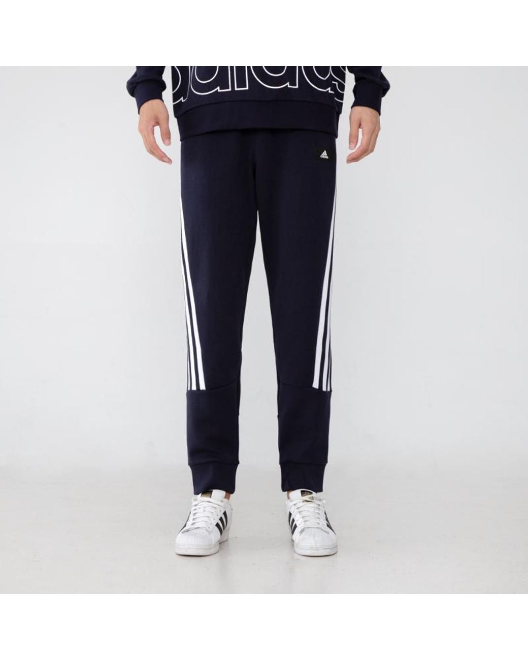 Adidas Blue Fi 3S Pant Logo Printing Bundle Feet Sports Pants/Trousers/Joggers for men