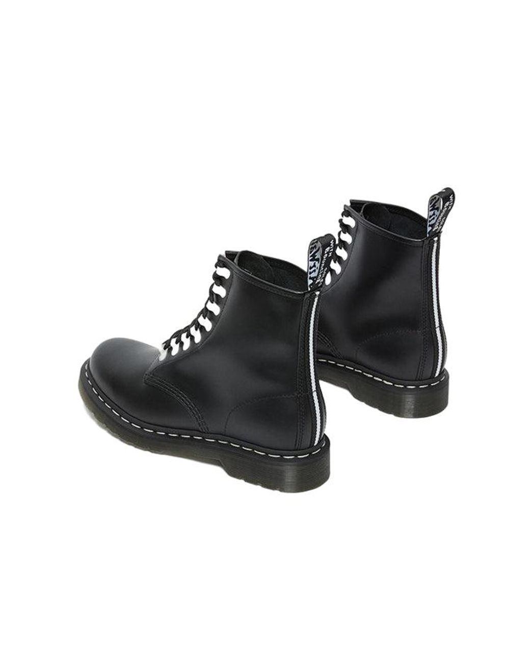 Dr. Martens Black 1460 Contrast Hardware Leather Lace Up Boots