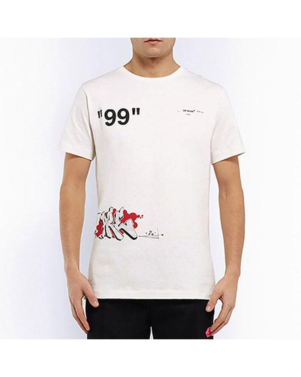 Off-White c/o Virgil Abloh White Graffiti Printing Short Sleeve for men