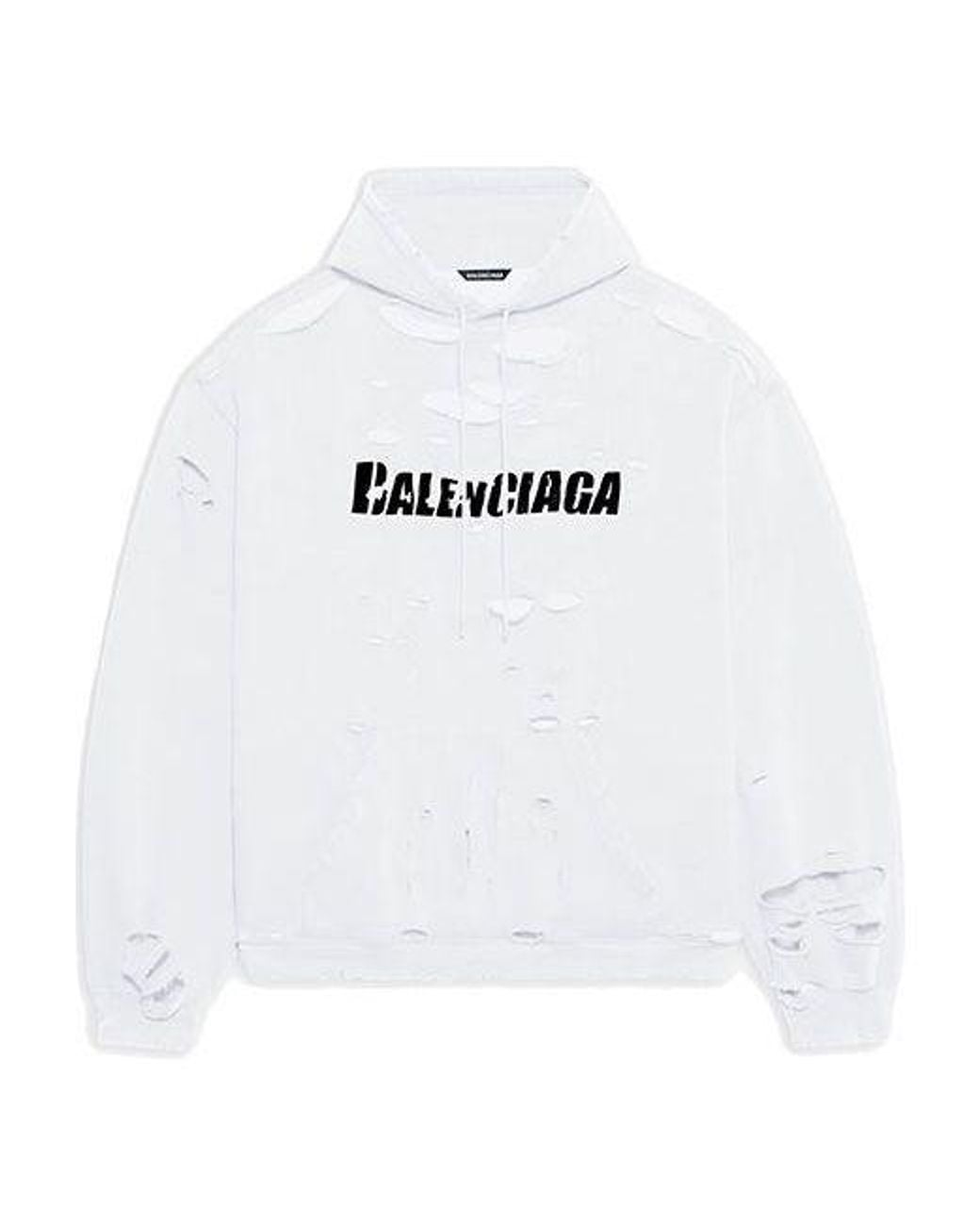 Balenciaga White Caps Destroyed Hoodie for men