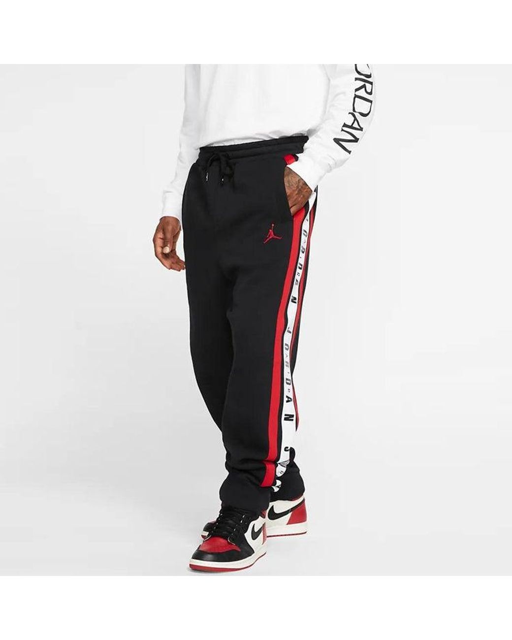 Nike Black Bundle Feet Sports Fleece Lined Basketball Long Pants for men