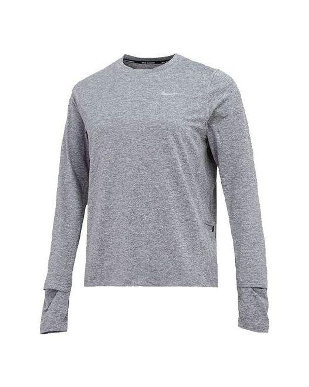 Nike Gray (Wmns) Running Sports Round Neck Quick Dry Long Sleeves T-Shirt
