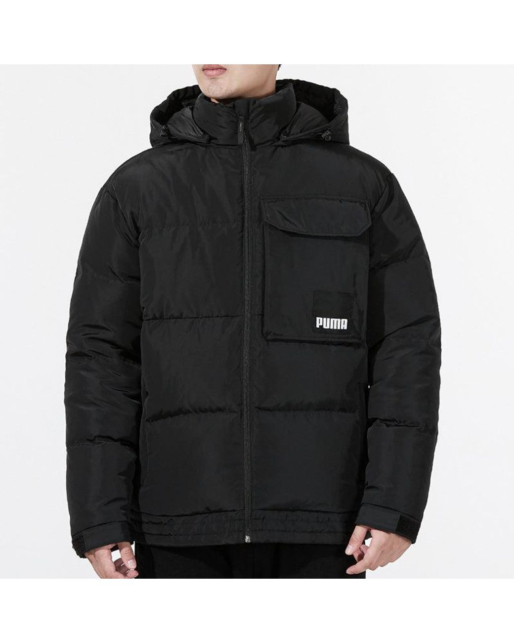 PUMA Black Hoodie Loose Down Jacket for men