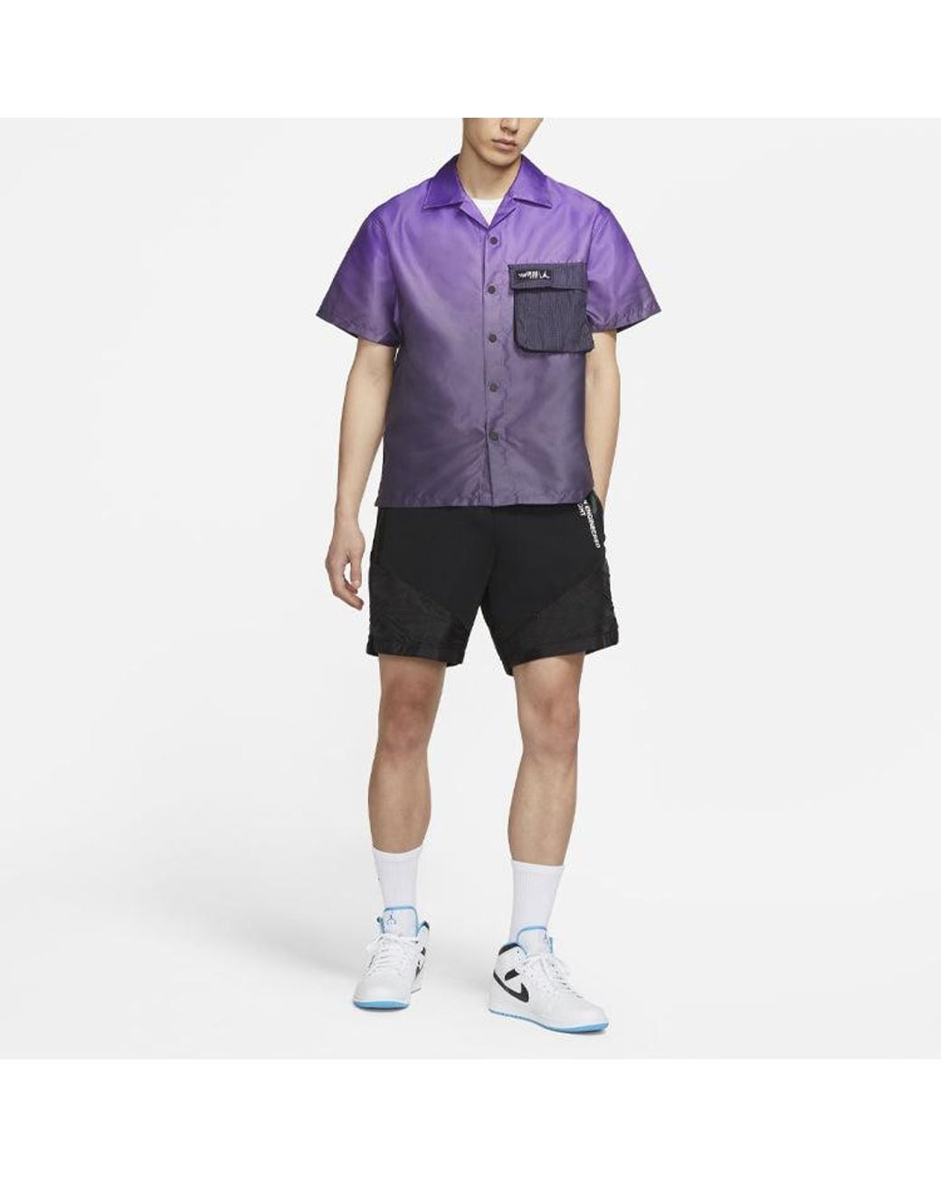 Nike Purple 23 Engineered Gradient Big Pocket Breathable Short Sleeve Shirt for men