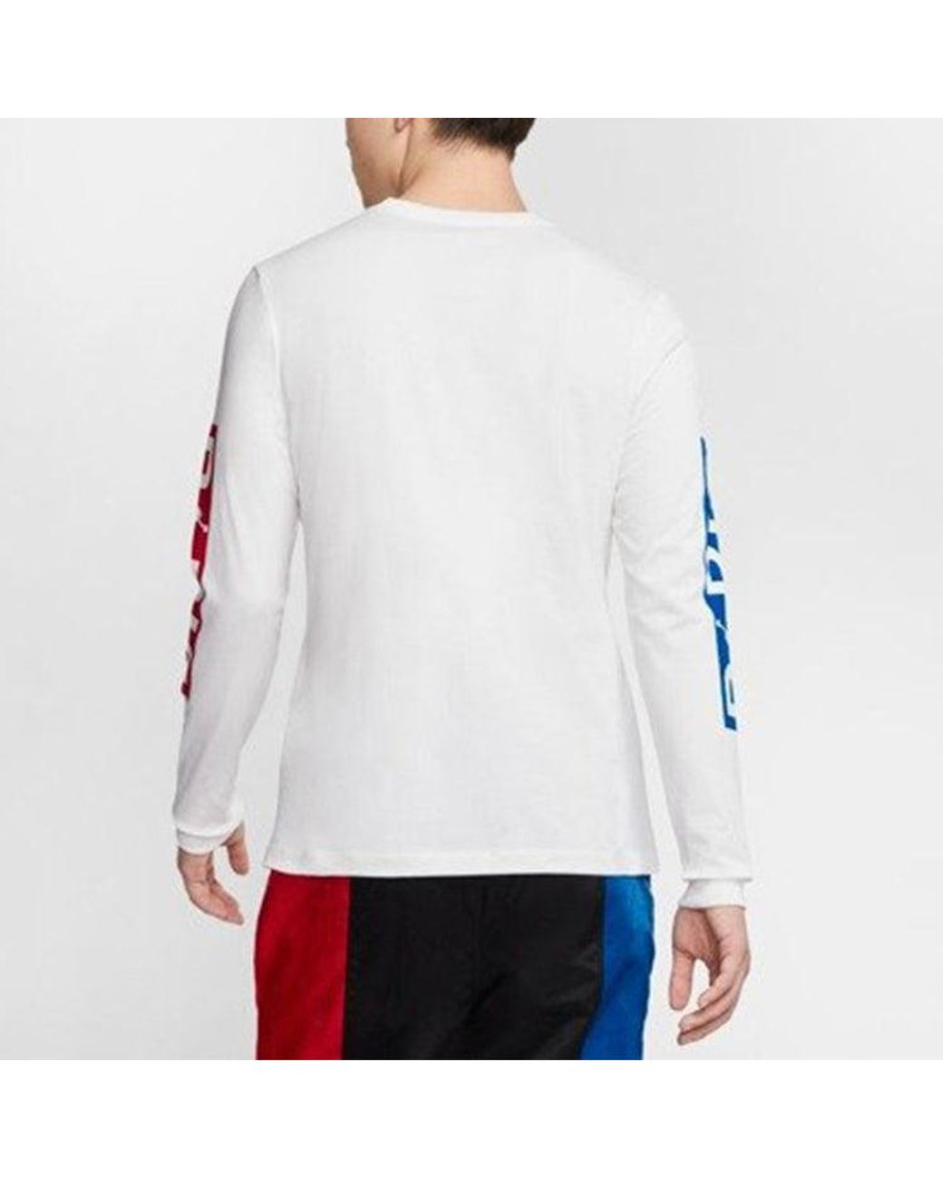 Nike White Chest Round Neck Pullover Long Sleeves T-Shirt for men
