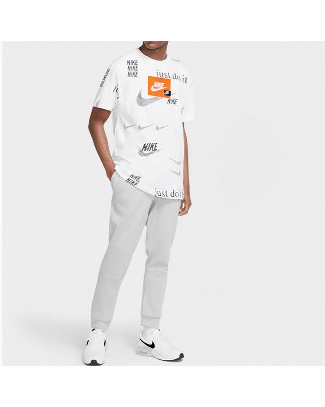 Nike White Sportswear Pattern Short Sleeve 'Just Do It' for men
