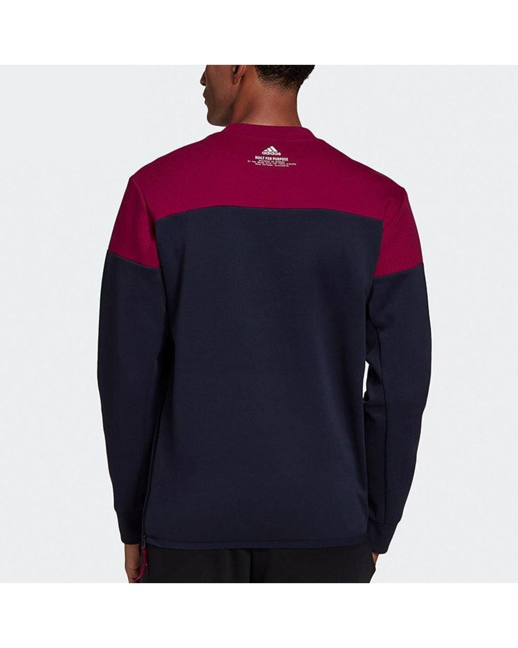 Adidas Blue Zne Crew Sweatshirt Splicing Round Neck Pullover Colorblock Sports for men