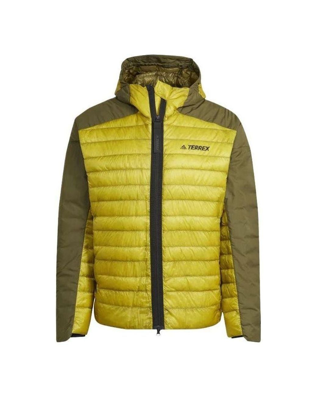 Adidas Yellow Terrex Myshelter Down Hooded Jacket for men