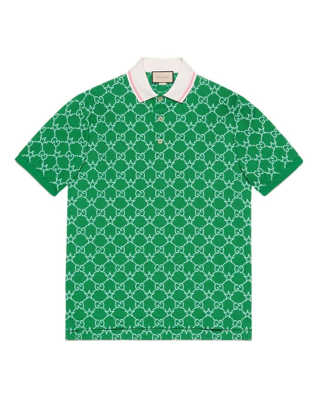 Gucci Green Gg Stretch Cotton Polo for men