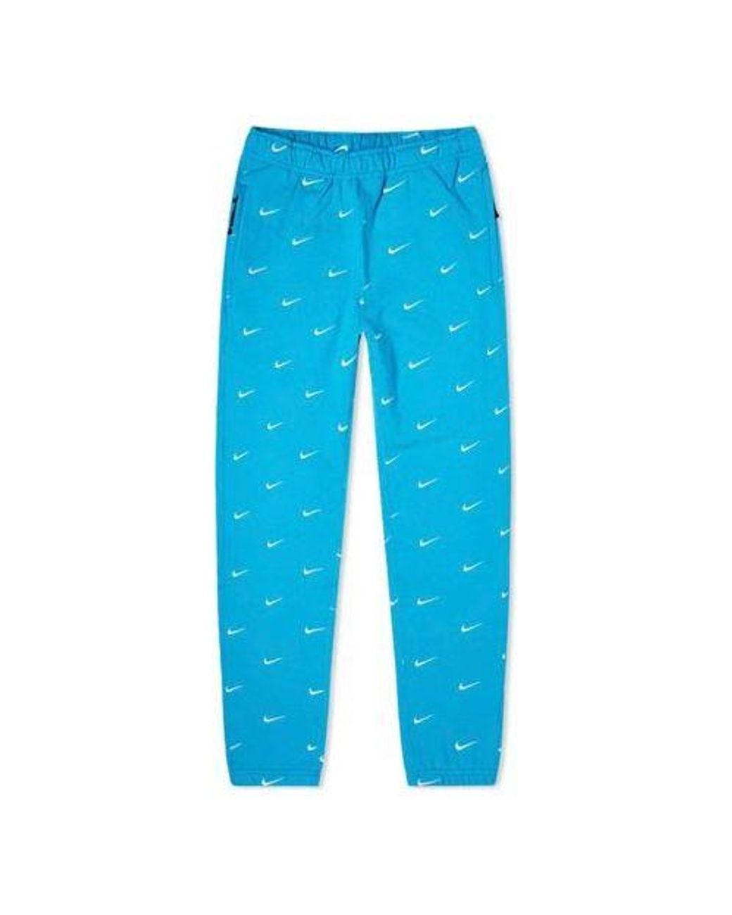 Nike Blue Nrg Swoosh Logo Full Print Straight Sports Pants/Trousers/Joggers for men