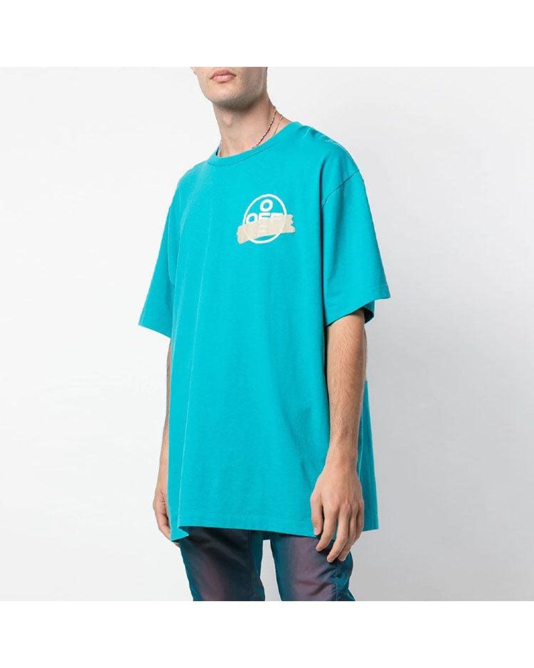 Off-White c/o Virgil Abloh Blue Ss20 Diagonal Arrows Tape Short Sleeve for men