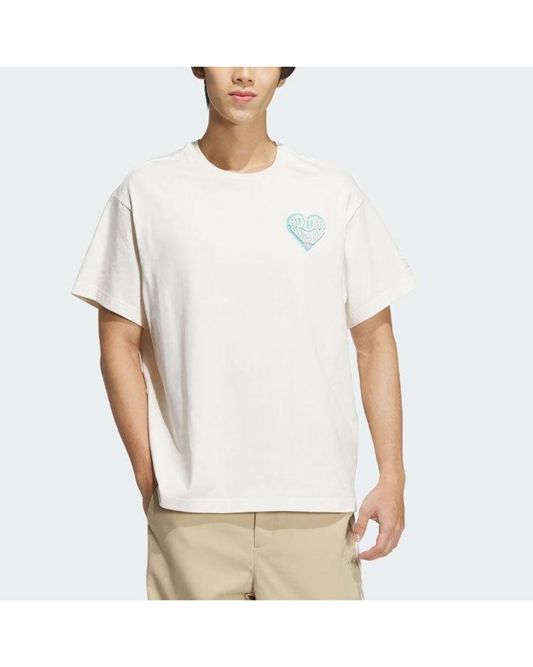 Adidas White Originals V-Day Short Sleeve T-Shirt (Gender Neutral) Asia Sizing for men