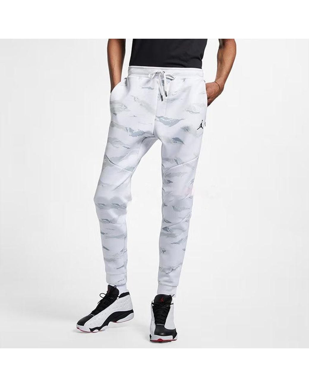 Nike Gray Casual Camouflage Drawstring Sports Pants/Trousers/Joggers for men