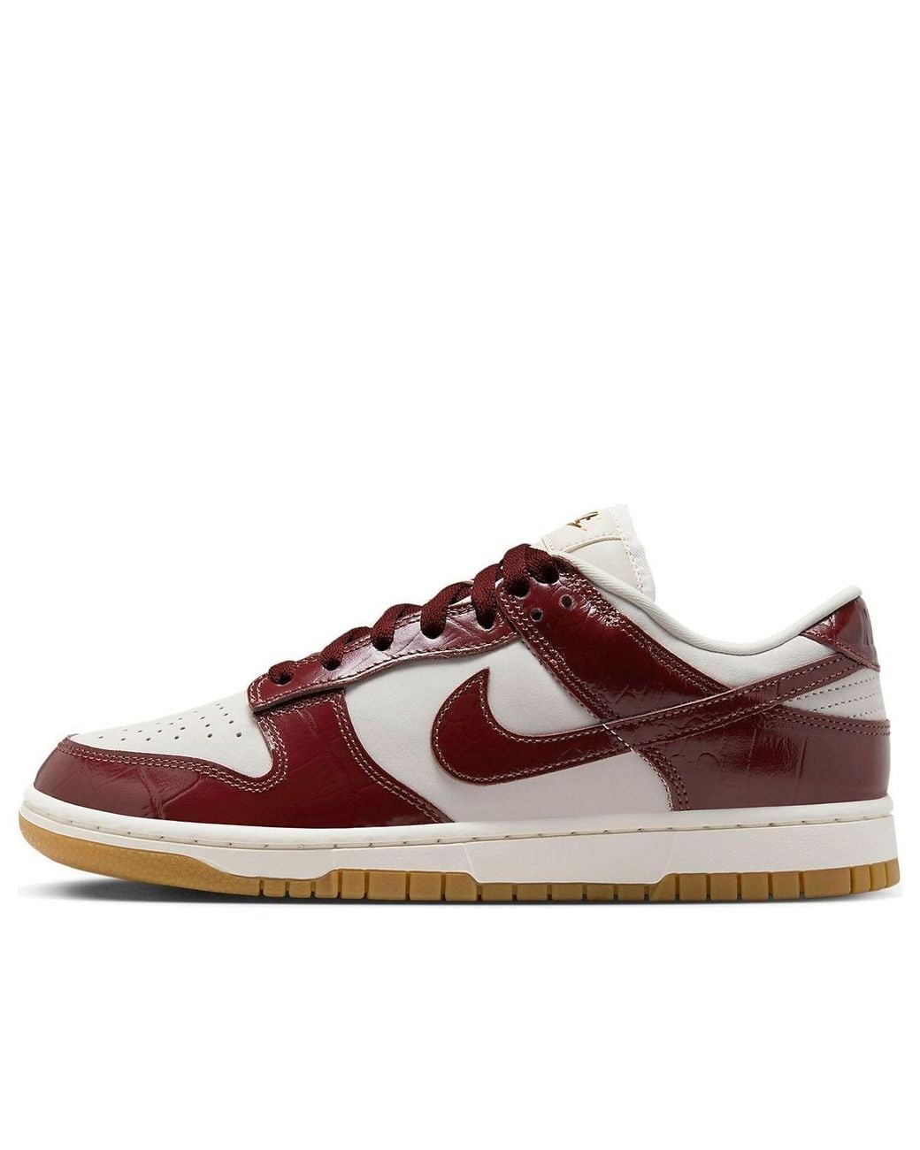 Nike Brown Dunk Low Croc-Effect Leather-And Suede Sneakers