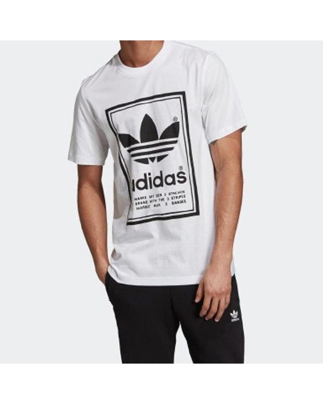 Adidas White Originals Vintage Tee Round Neck Breathable Short Sleeve for men