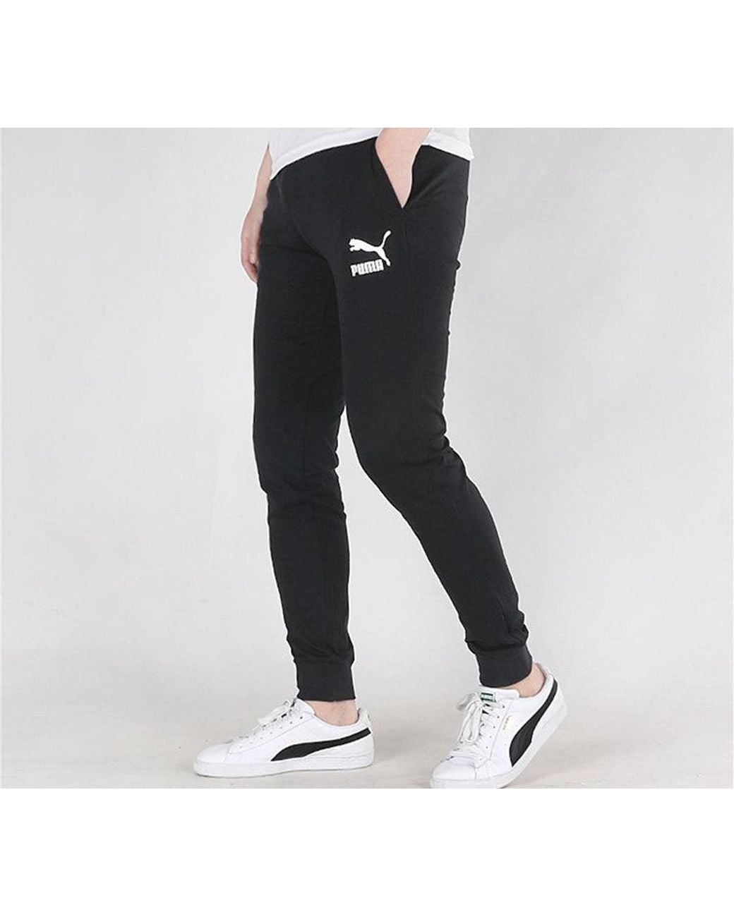 PUMA Black Classics Jersey Cuffed Pants for men