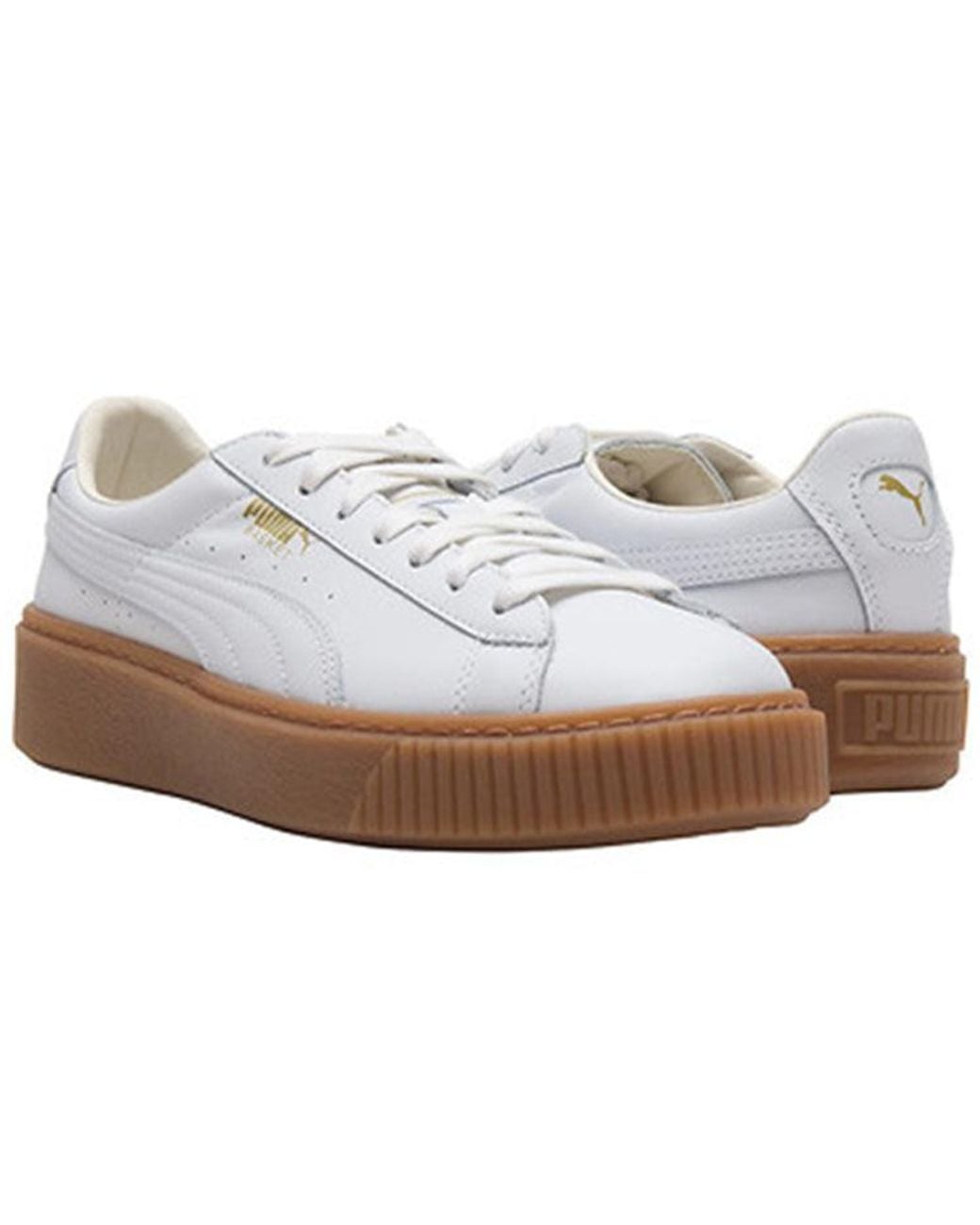 PUMA White (Wmns) Basket Platform Core