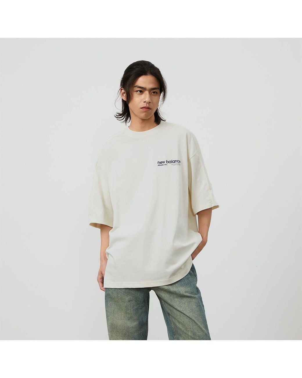 New Balance White Wordmark Logo T-Shirt