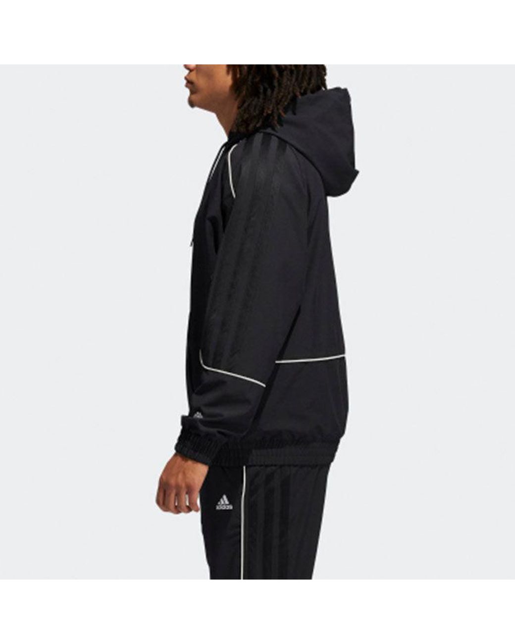 Adidas Black Hrd Cu Embroidered Logo Hooded Pullover Long Sleeves for men