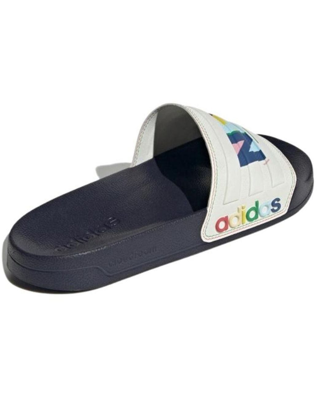 Adidas Blue Neo Adilette Shower Cozy Wear-Resistant Shoe