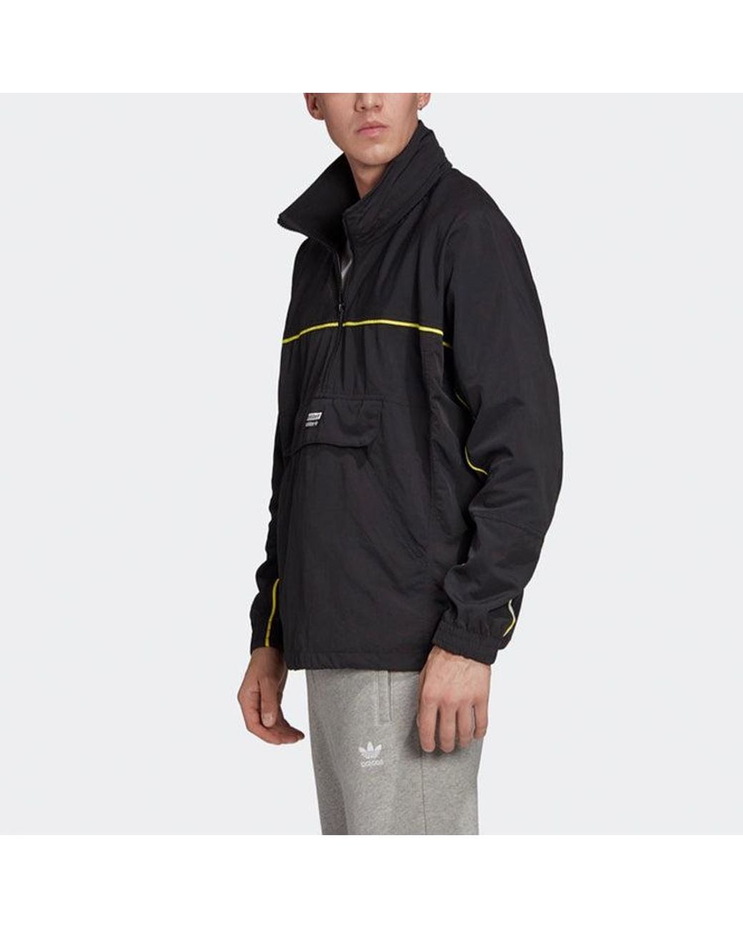 Adidas Black Originals Stand Collar Pullover Sports Jacket for men
