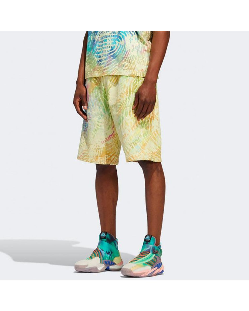 Adidas Yellow Originals X Pw March Madness Print Shorts for men