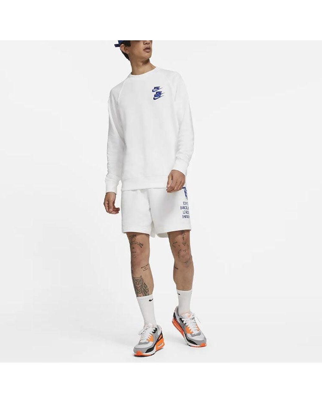 Nike White Embroidered 3 Hook Logo Crew-Neck for men