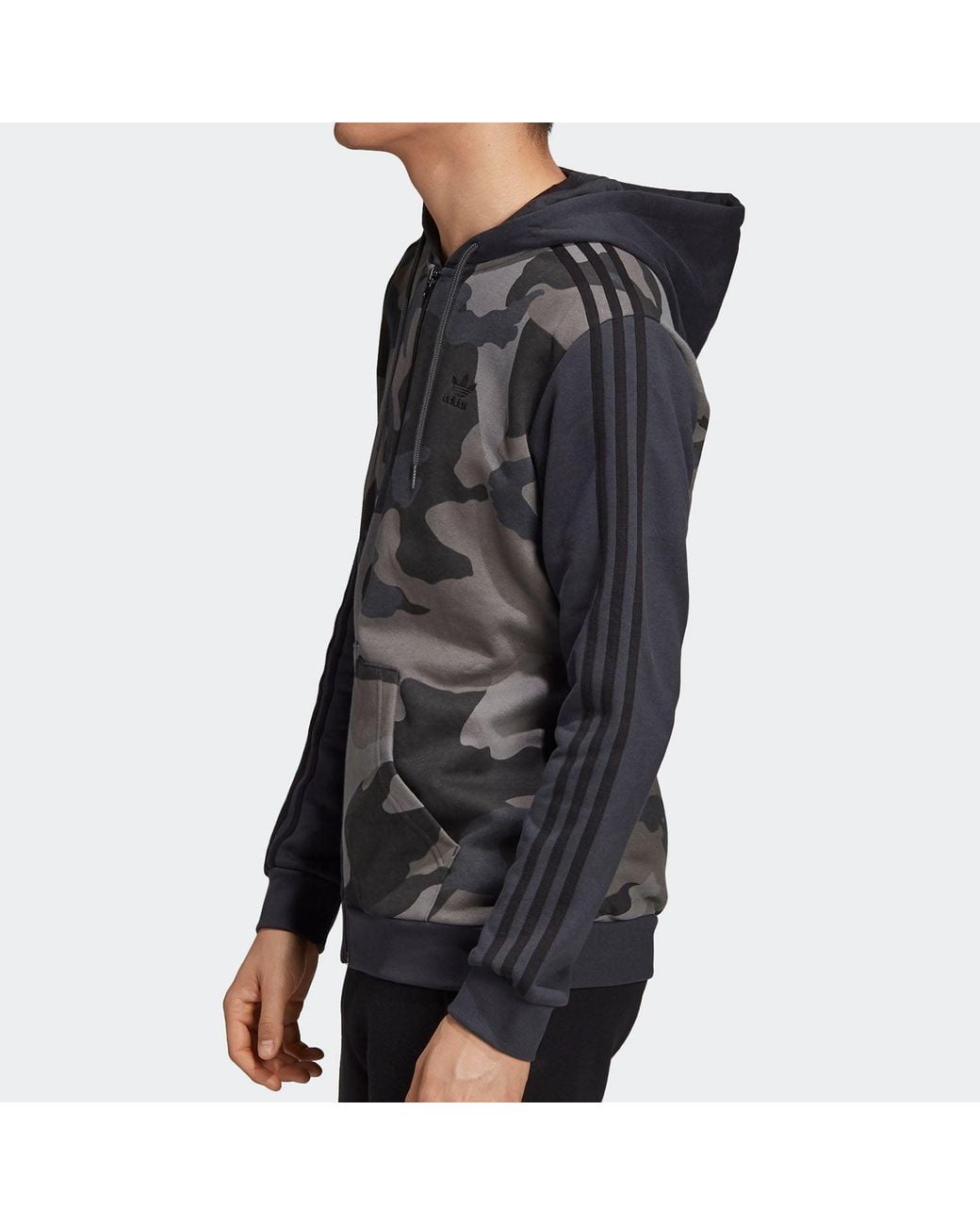 Adidas Gray Originals 'Camo' Full Zip Hoodie 'Carbon' for men