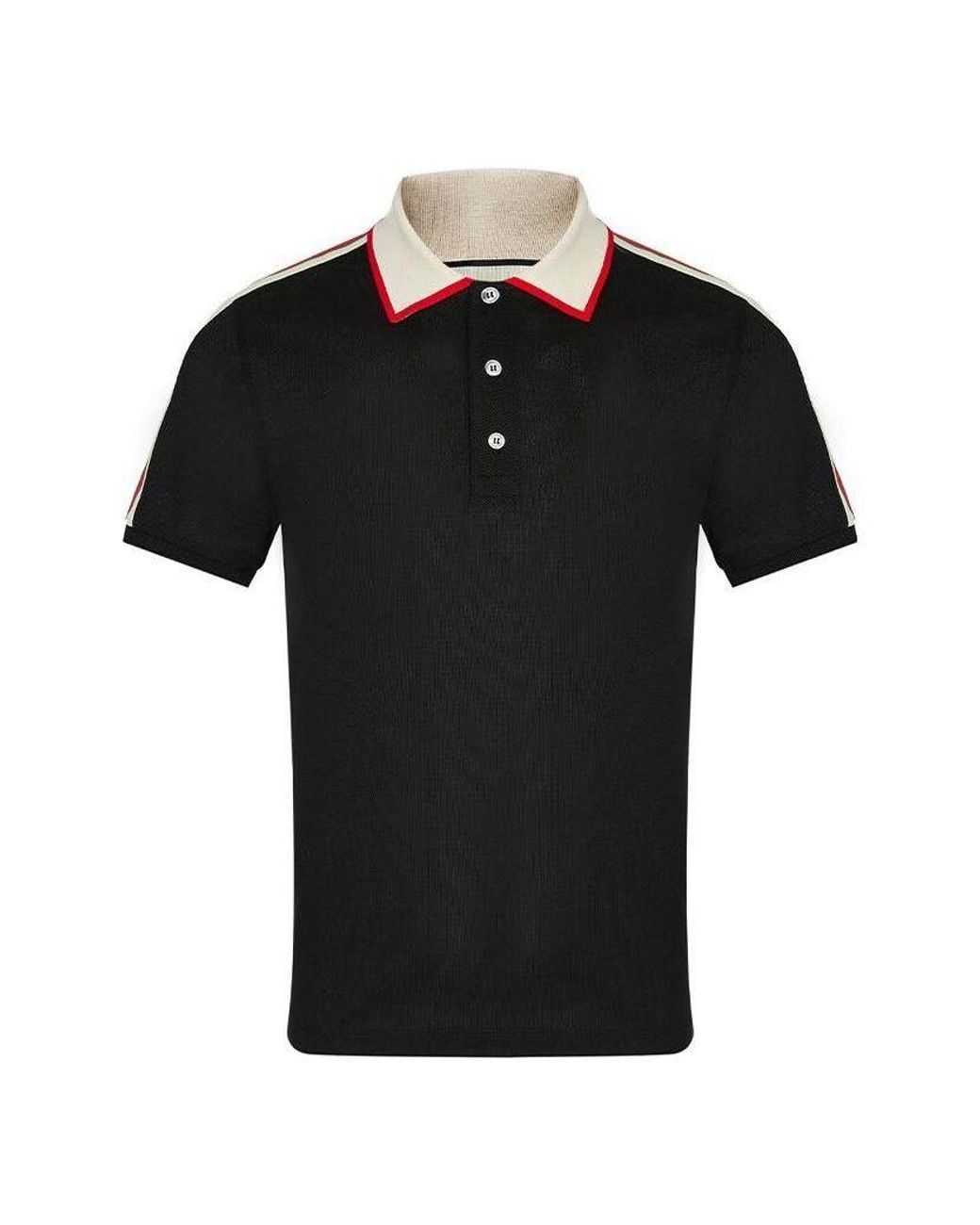 Gucci Black Striped Logo Short-Sleeved Polo Shirt for men