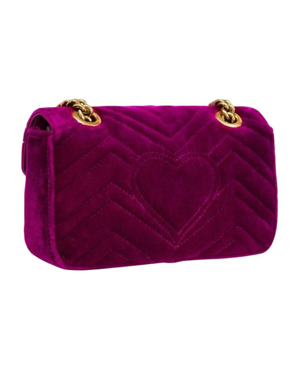 Gucci Purple (Wmns) Gg Marmont Logo Velvet Chain Shoulder Messenger Bag Small Classic