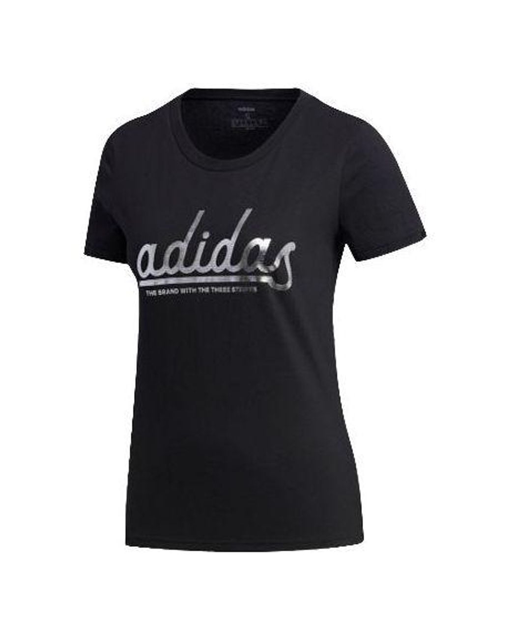 Adidas Black (Wmns) Alphabet Logo Printing Cotton Short Sleeve
