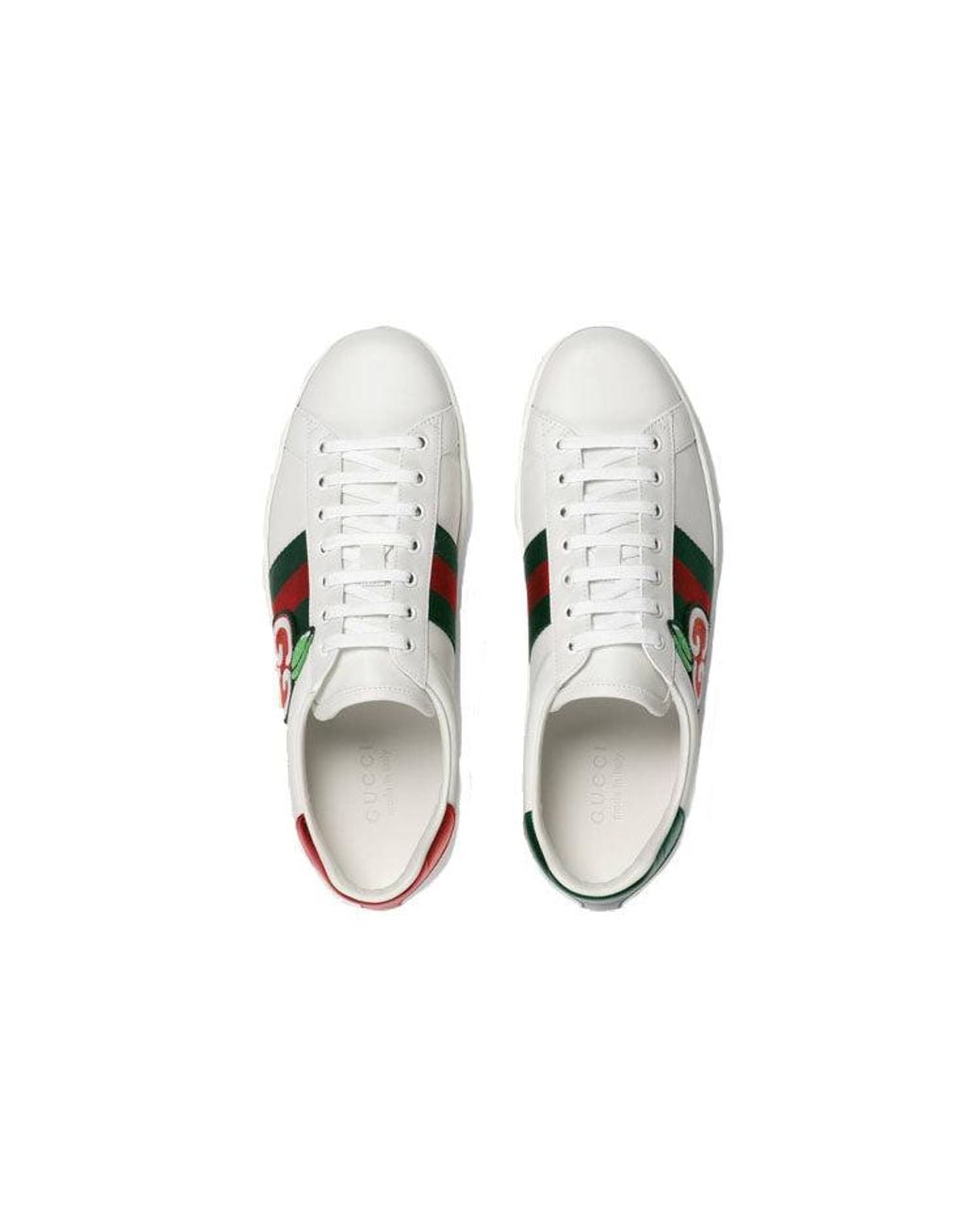 Gucci White 611376 Ace Shoes GG Apple Calf-skin Leather Sneakers (GGM1717) for men