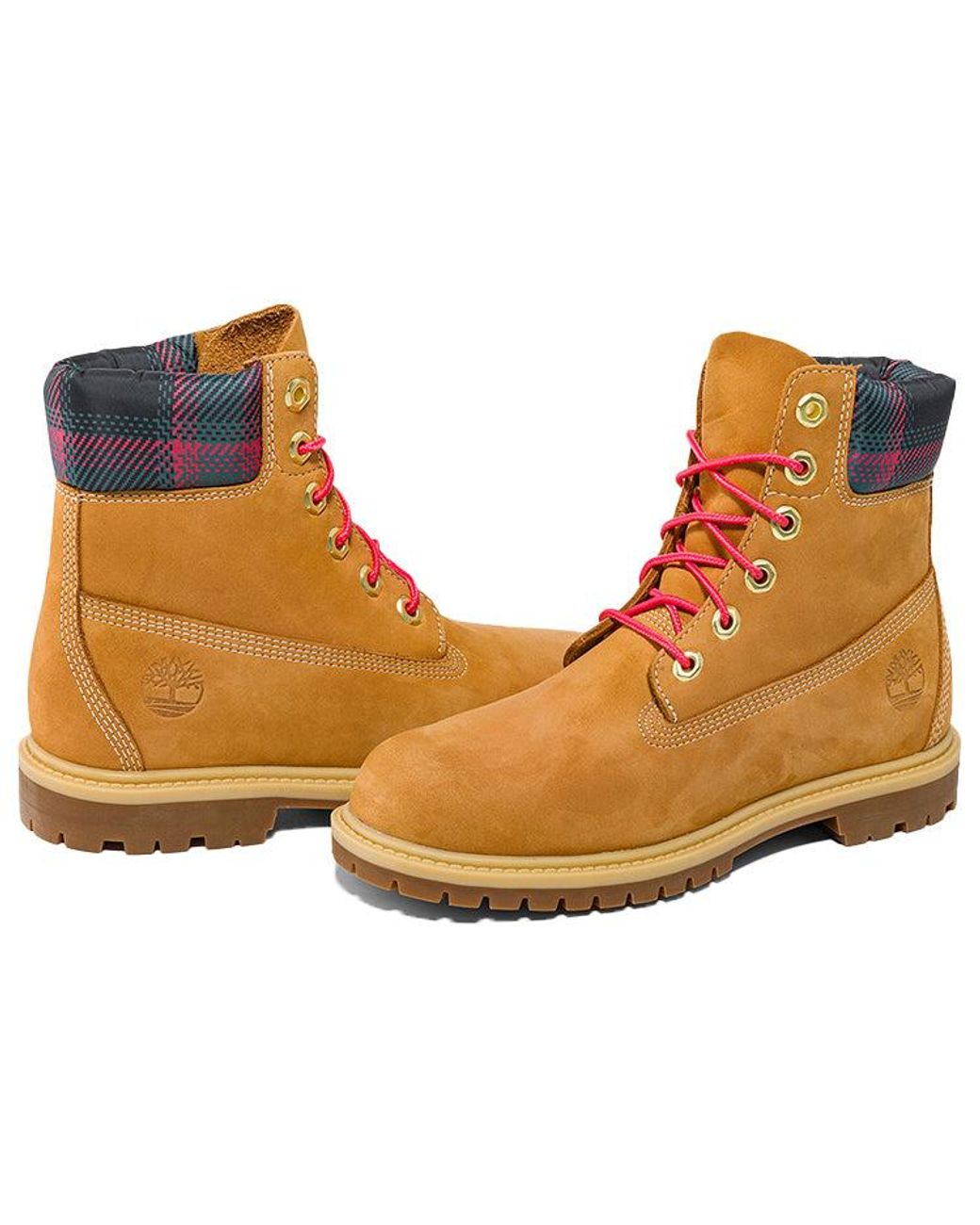 Timberland Brown (Wmns) Heritage 6 Inch Waterproof Boots 'Wheat Nubuck With Plaid'