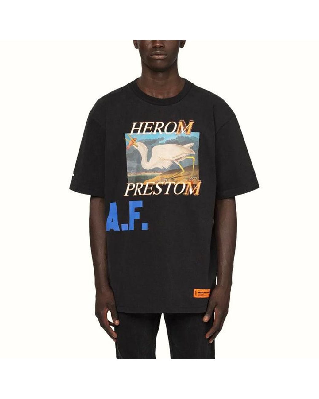 Heron Preston Black Logo Print Af Oversized T-Shirt for men