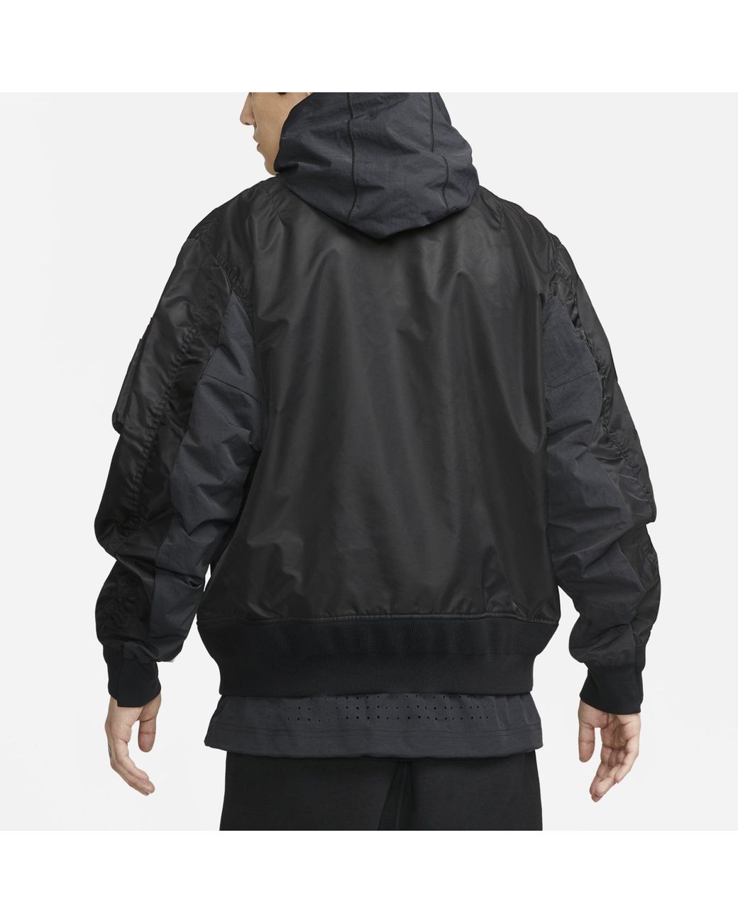 Nike Black X Sacai Double Layer Contrasting Hooded Jacket Asia Sizing for men