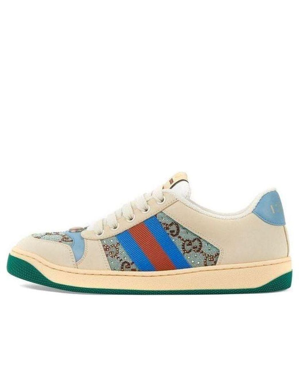 Gucci Blue Screener Sneaker With Crystals, , Gg Canvas