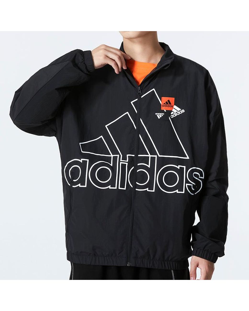 Adidas Blue Mh Bp3 Wvjkt Large Logo Athleisure Casual Sports Woven Jacket Autumn for men