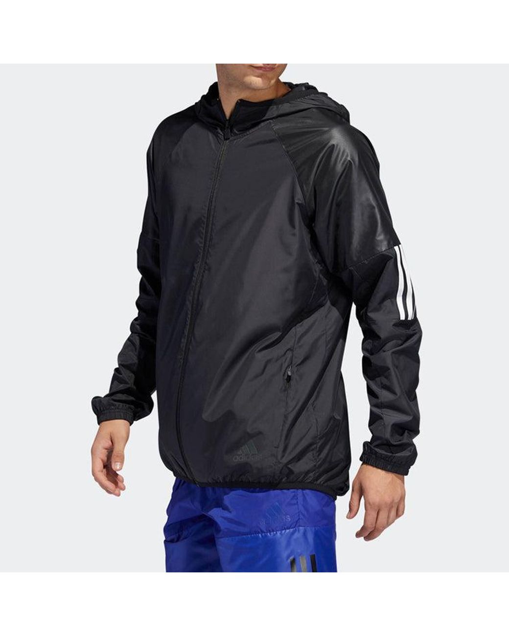 Adidas Blue M Wind Fz Jkt Training Sports Hooded Jacket for men