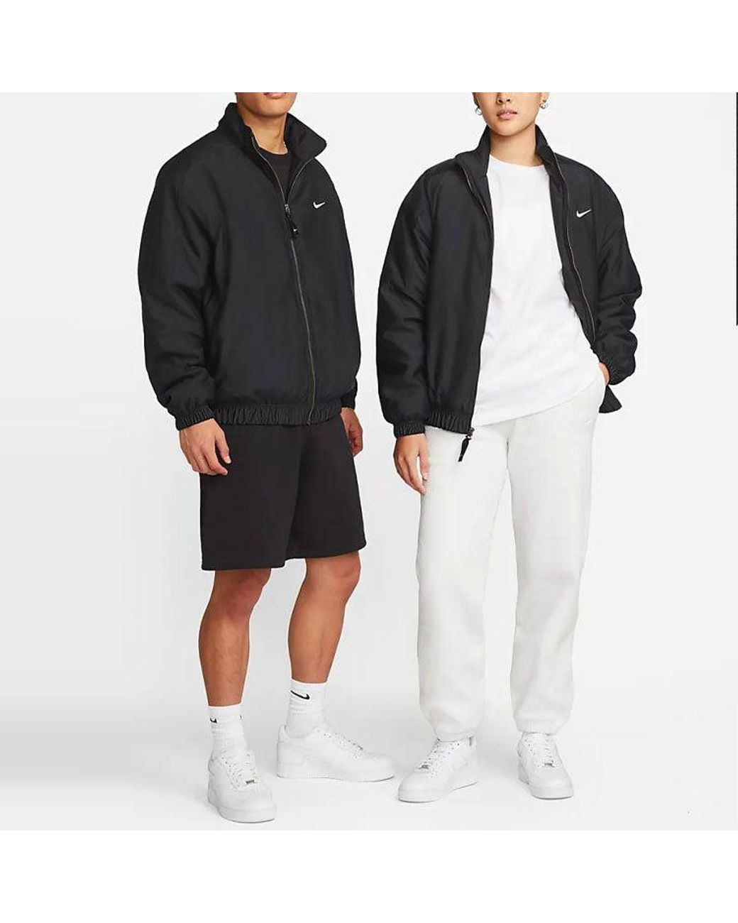 Nike Black Solid Color Long Sleeves Stand Collar Jacket for men
