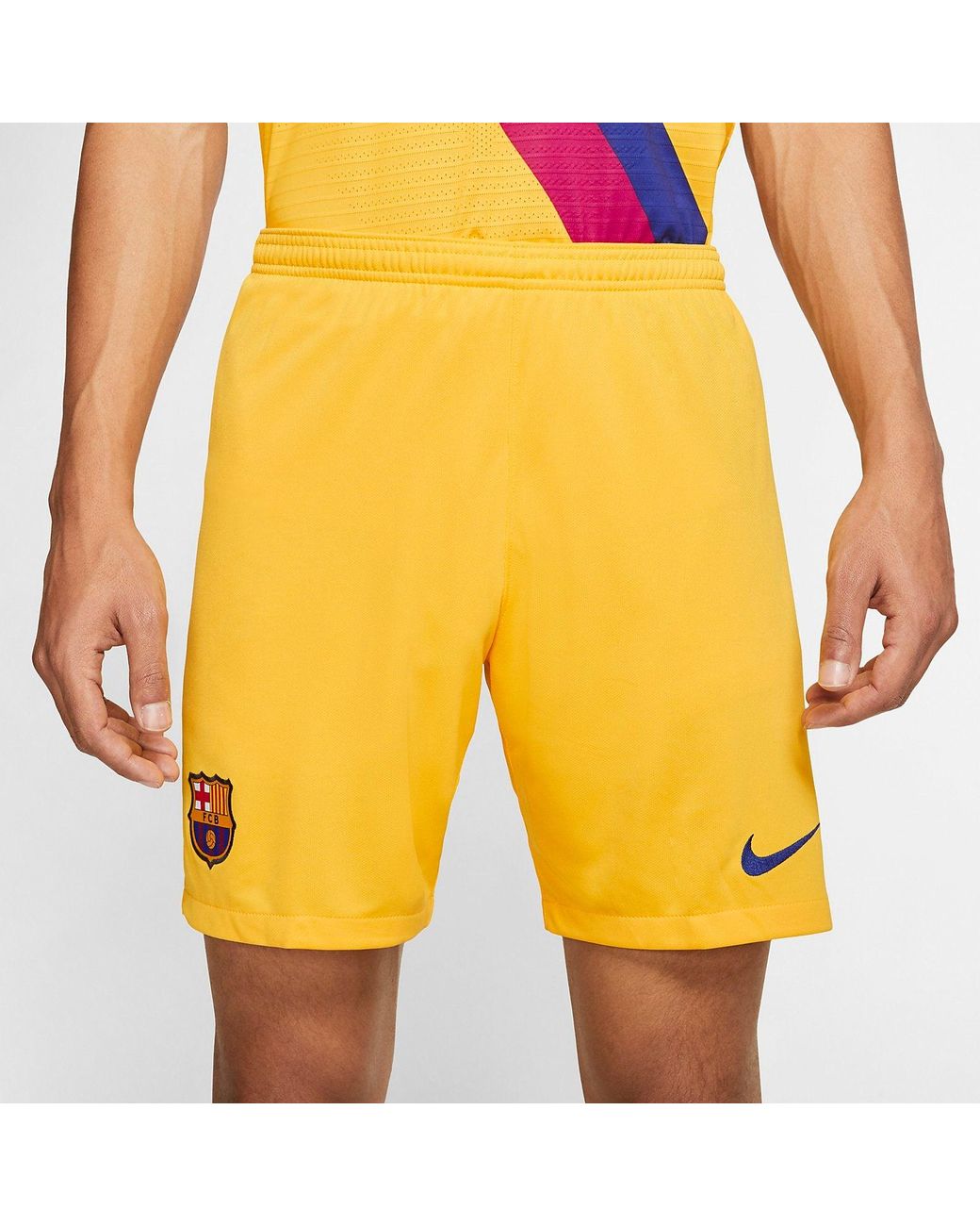 Nike Yellow 2019-2020 Barcelona Away Football Shorts for men