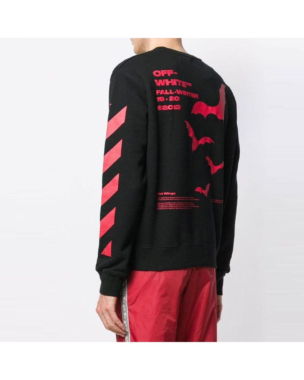 Off-White c/o Virgil Abloh Blue Bats Logo Round Neck Slim-Fit Sweater for men